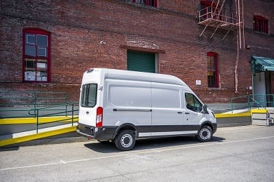 white cargo van parked