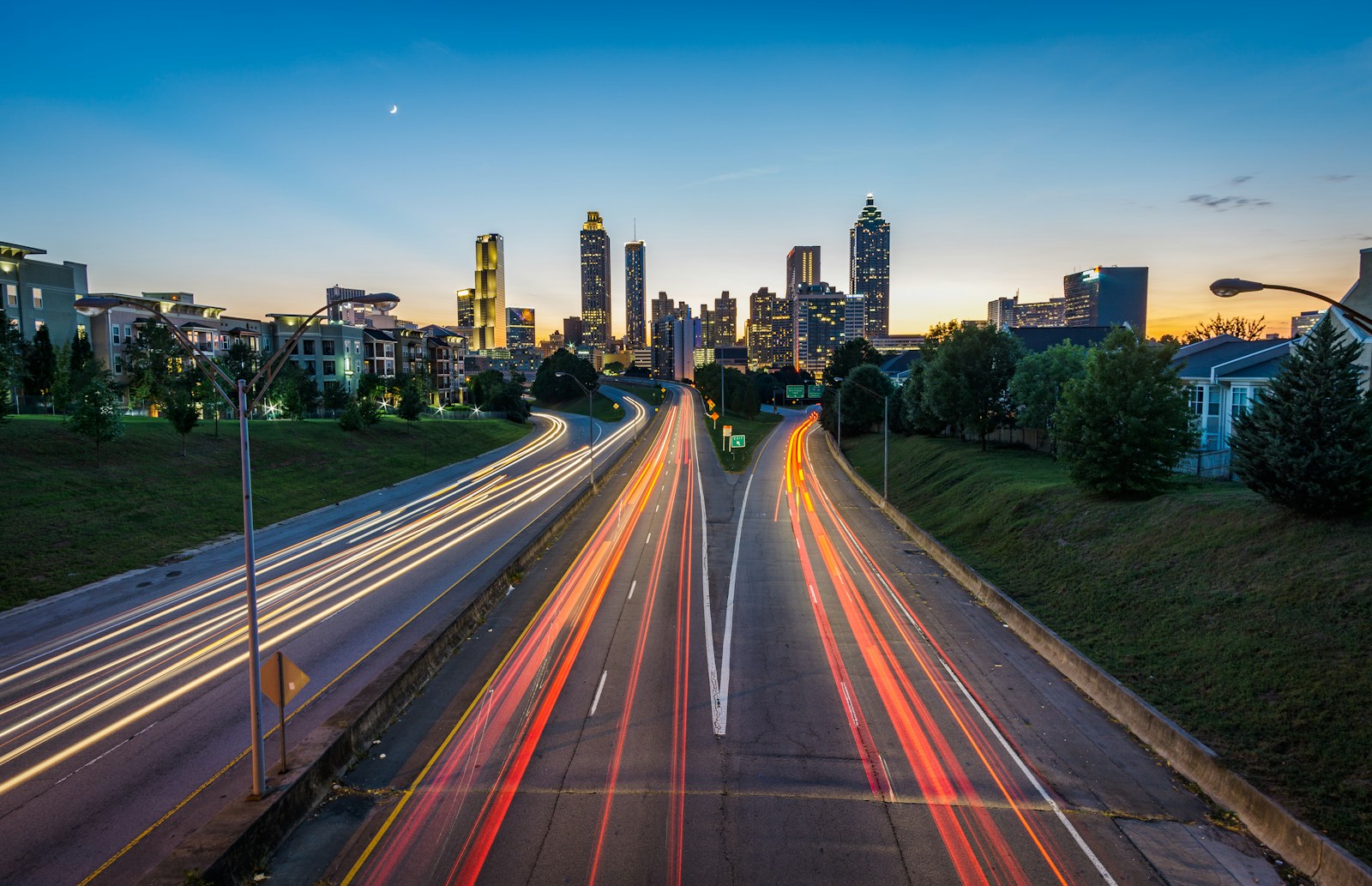 timelapse photo of highway during golden hour in georgia