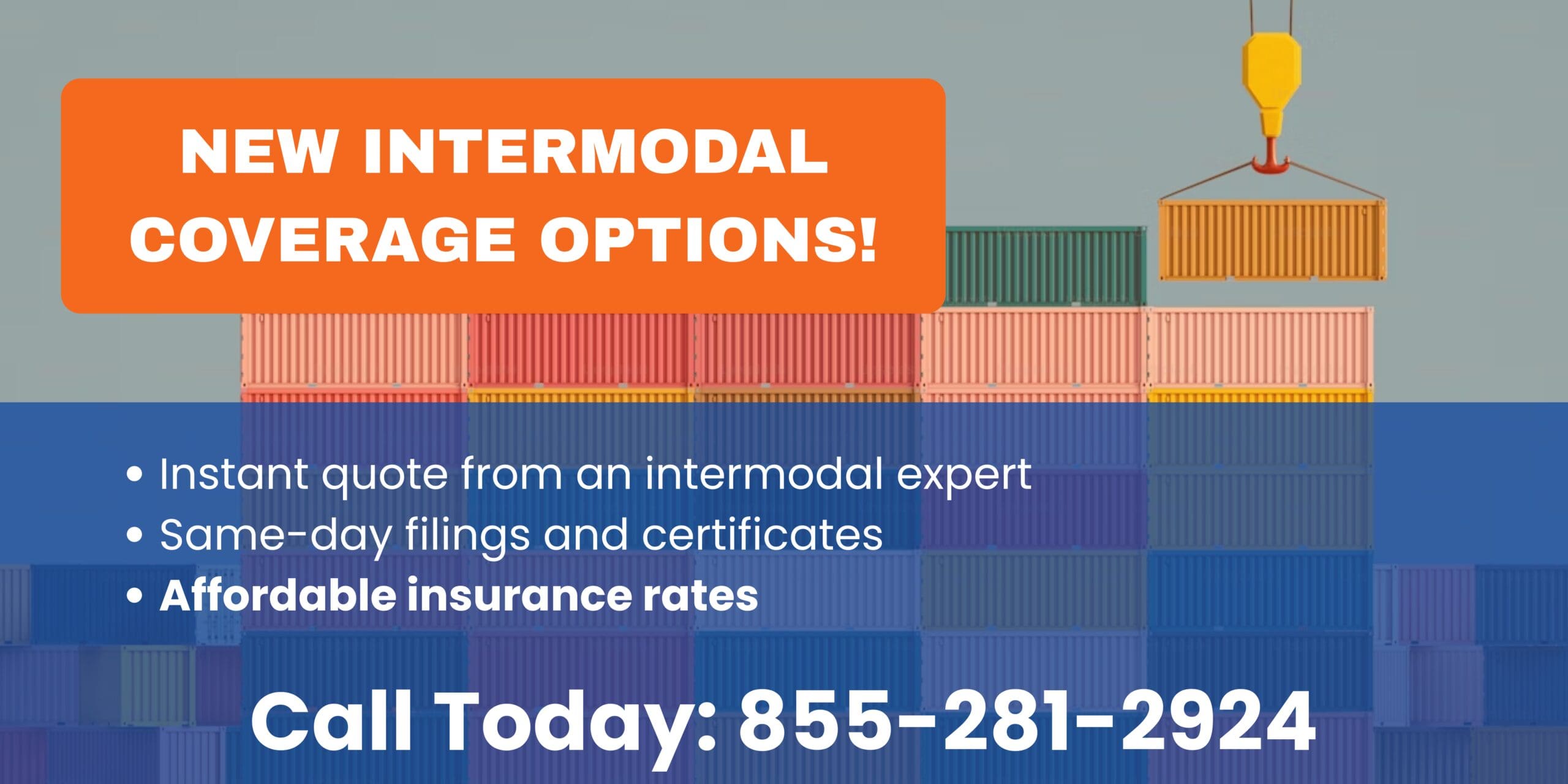 New intermodal coverage options for truckers! Instant quotes, same day filings and certificates, affordable insurance rates! Call Trucking Insurance Services today!